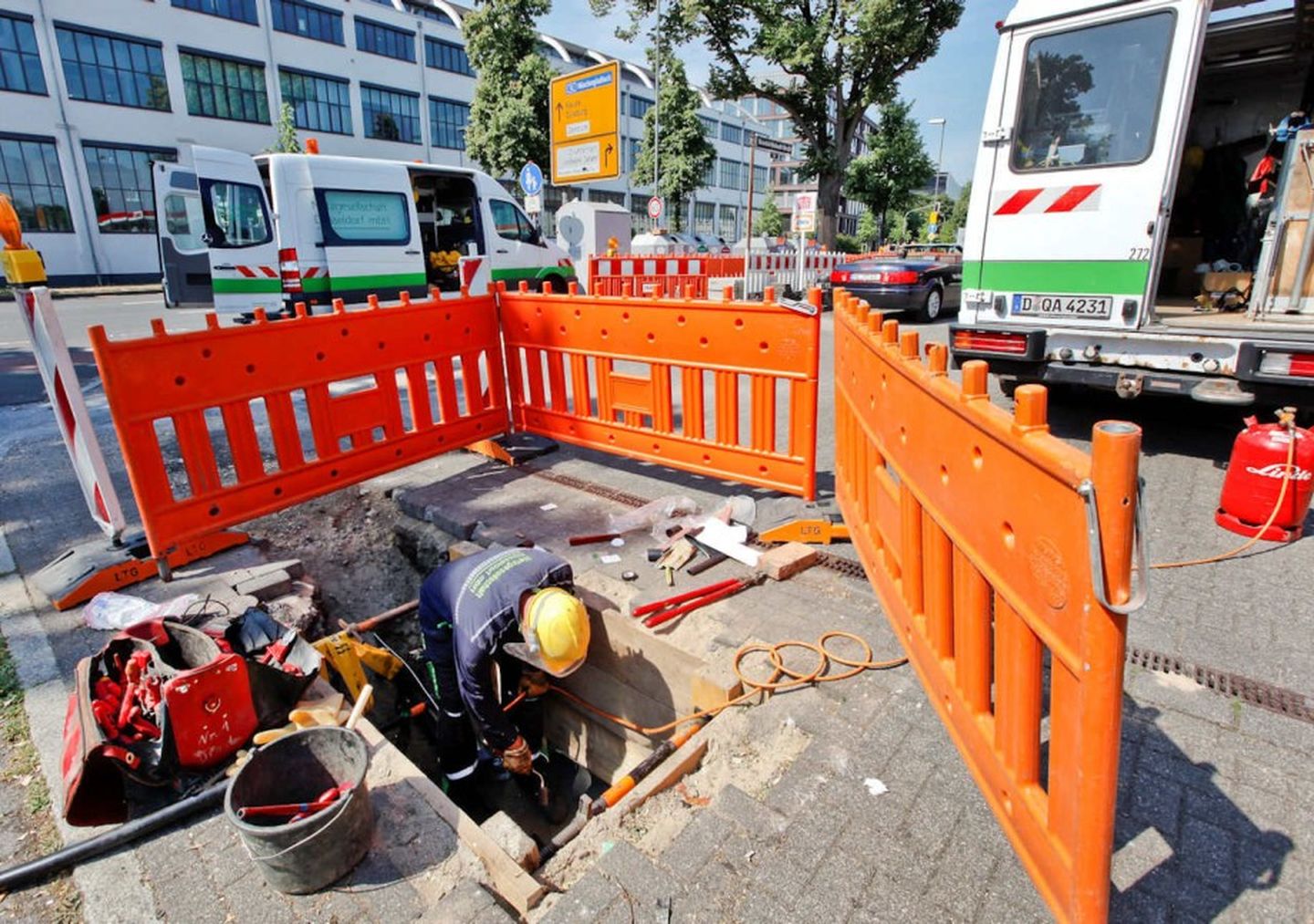 Baustelle der Netzgesellschaft Düsseldorf