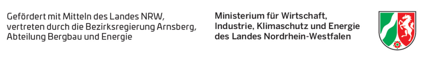 Gefördert mit den Mitteln des Landes NRW, vertreten durch die Bezirksregierung Arnsberg, Abteilung Bergbau und Energie