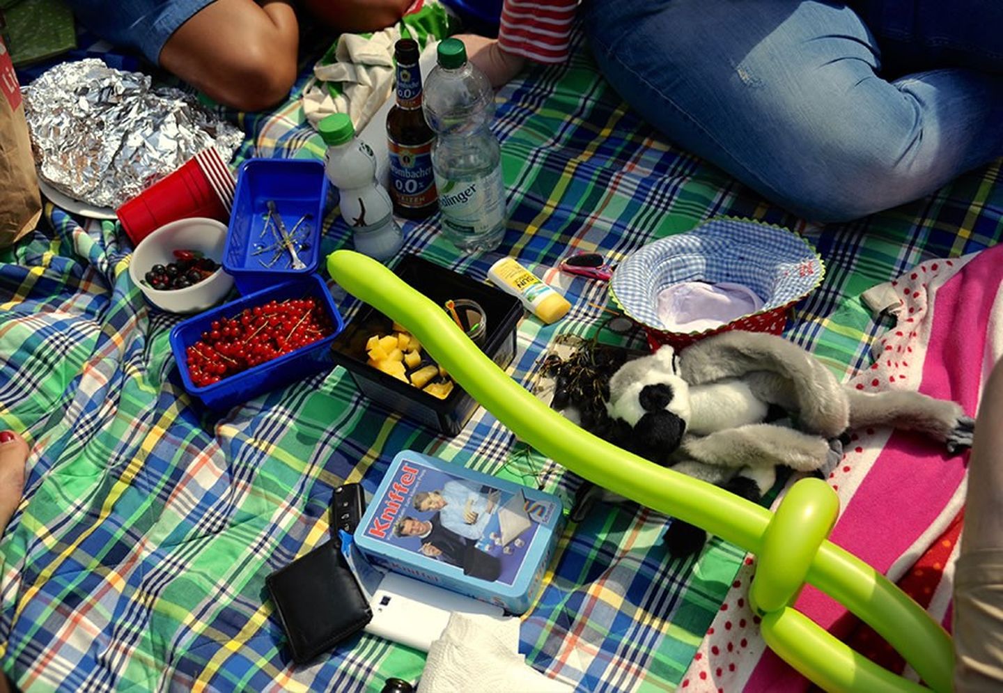 Johannisbeeren, Kniffel, Kuscheltier und Luftballonschwert. Mit Kindern wird Picknicken zum wunderbaren Chaos.