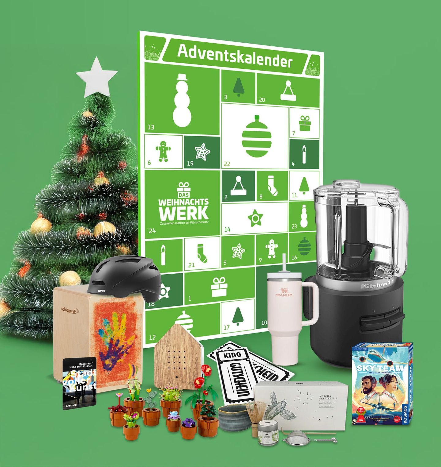 Der Adventskalender der SWD 2024 mit einer Übersicht der Geschenke © Stadtwerke Düsseldorf