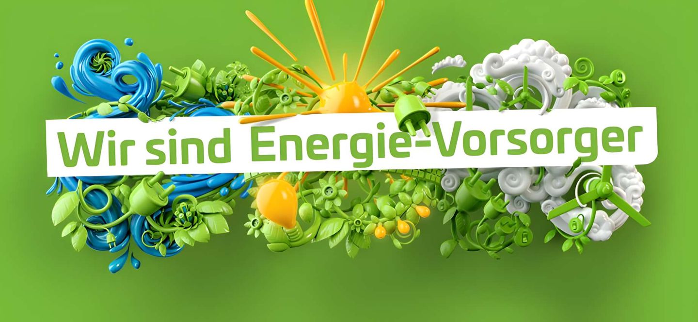 Grafik zum Ökostrom der Stadtwerke Düsseldorf mit der Aufschrift "Wir sind Energie-Versorger"