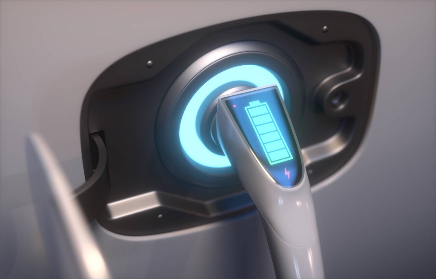 Grafische Darstellung eines Elektrofahrzeugs, das an eine Ladeinfrastruktur angeschlossen ist. © KTSDesign/SCIENCEPHOTOLIBRARY / Science Photo Library via Getty Images