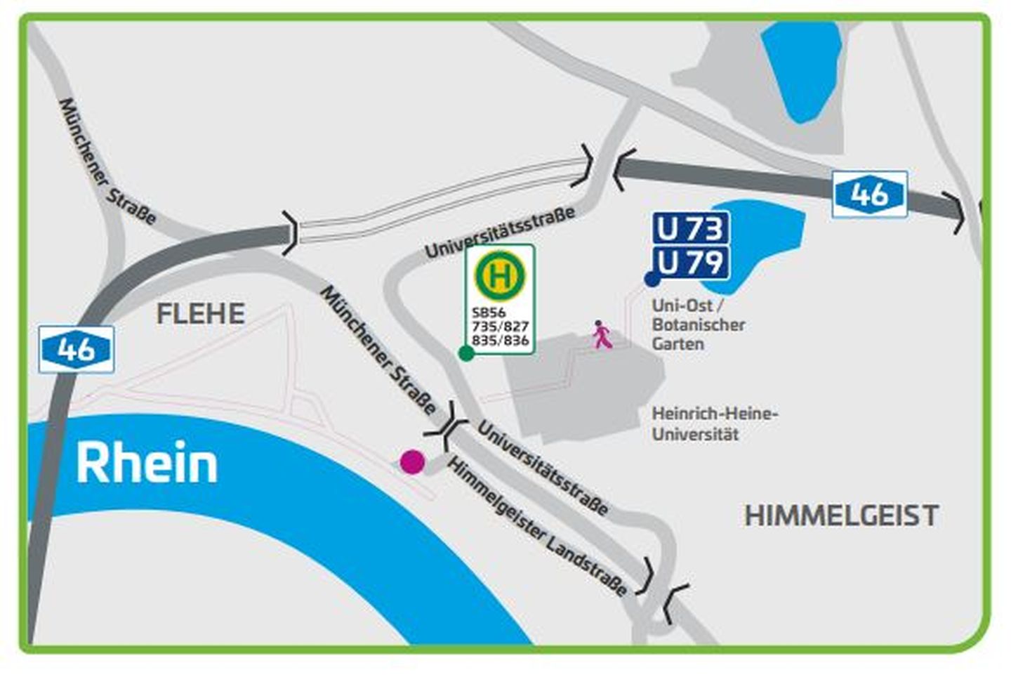 Anfahrtskizze zum Wasserwerk Flehe