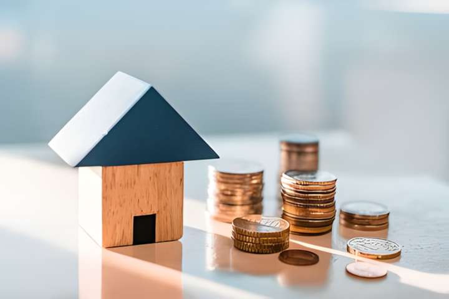 Gaspreis: Geldmünzen neben einem Haus aus Bauklötzen © sakchai vongsasiripat / Moment via Getty IMages